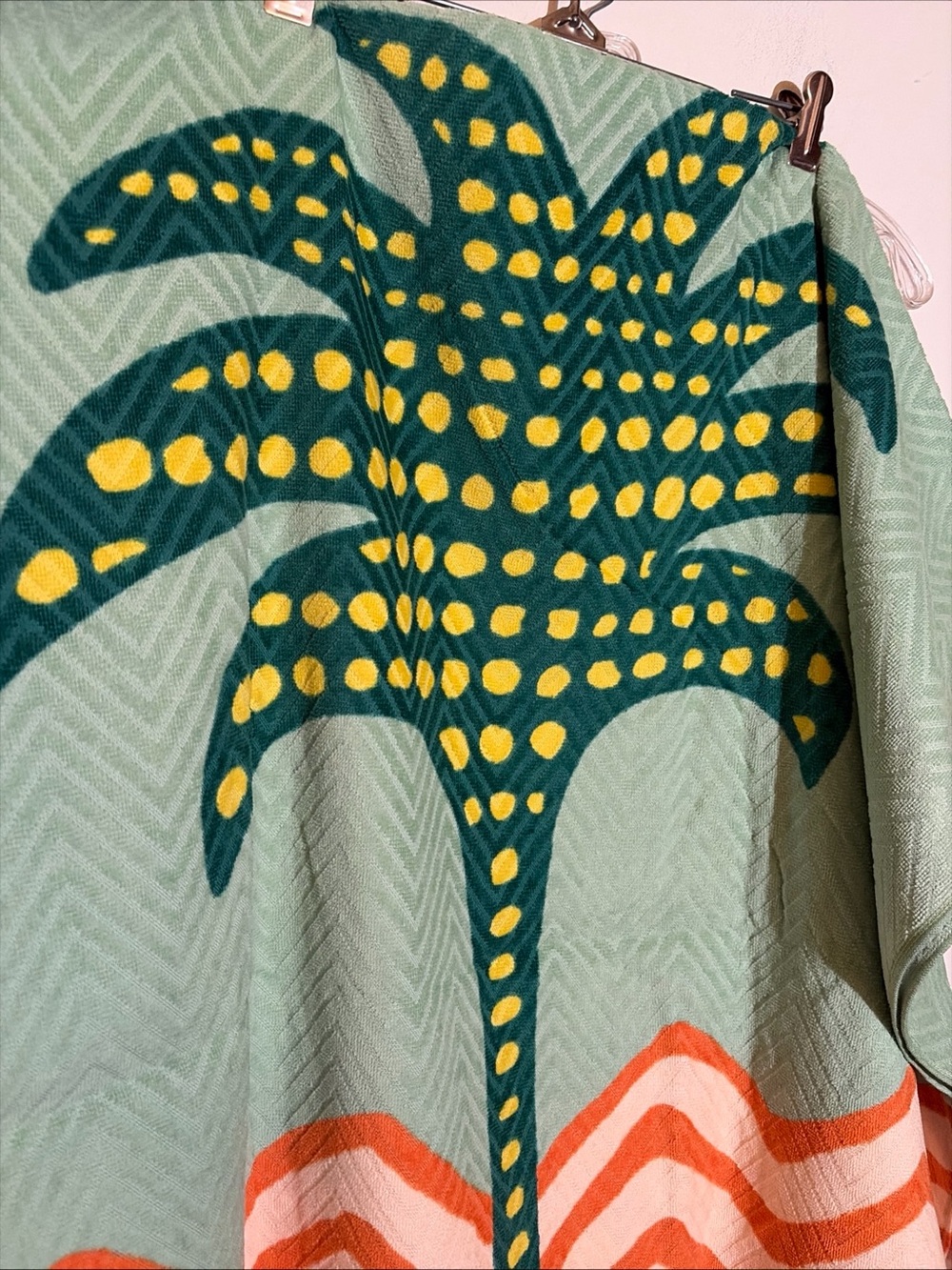Palm Print Green & Yellow Graphic Beach Towel